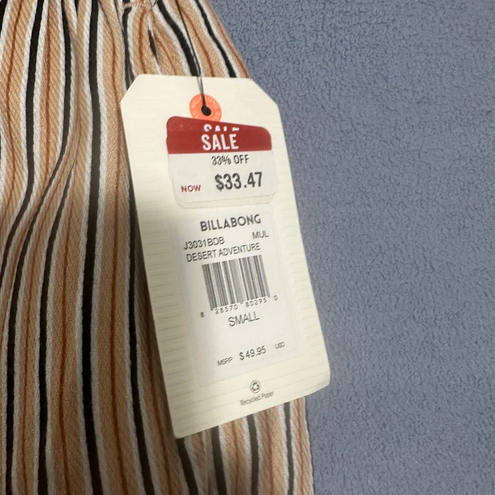 BILLABONG Desert Adventure Striped Pants Size Small Brown Waist Stripped Preppy - Picture 5 of 14